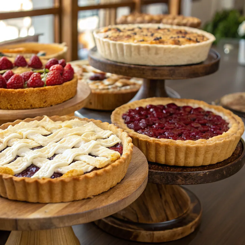 A beautifully crafted selection of pies on display